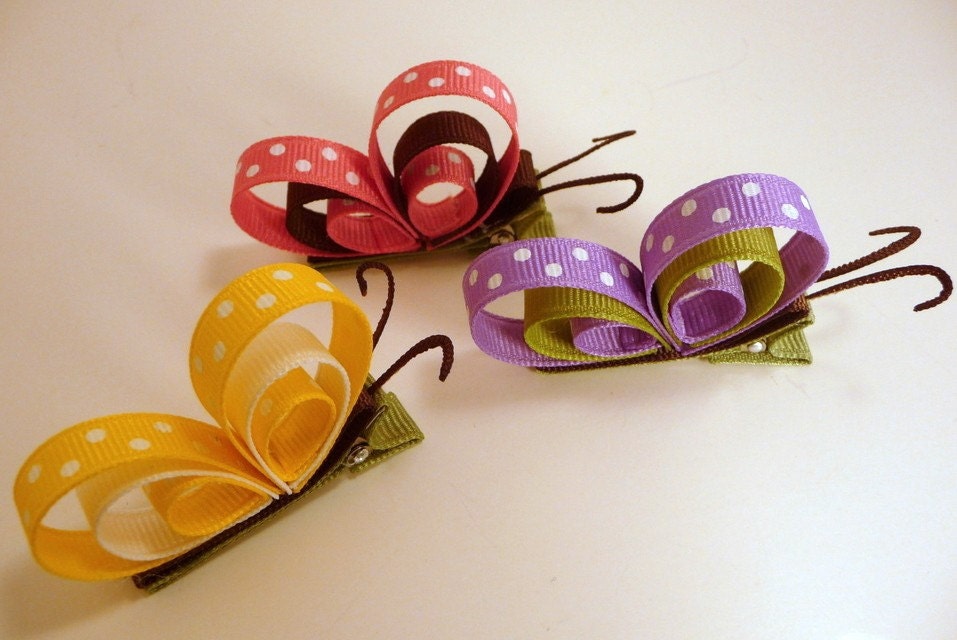 Set of All Three Profile Butterfly Hair Clippies