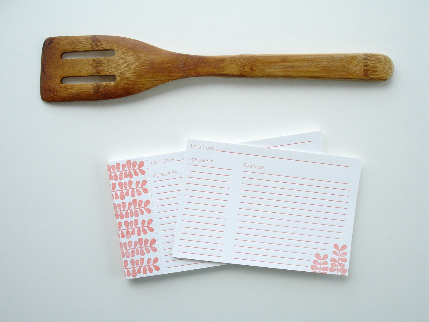 Letterpress Recipe Cards - Coral -  in a Note Pad from Seattle