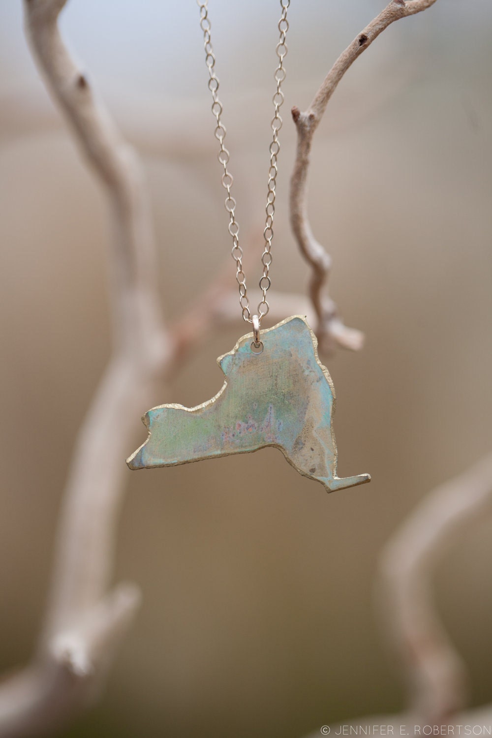 Handcrafted Brass New York Necklace