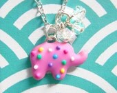 Pink Elephant Animal Cookie Necklace - Small