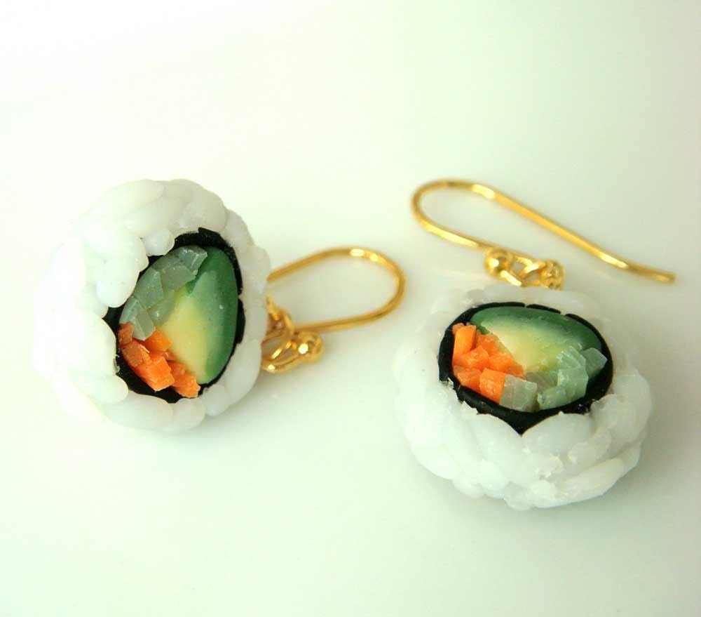 Sushi Earrings, Veggie Sushi