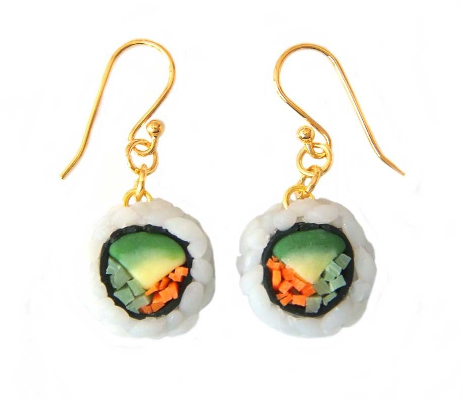 Sushi Earrings, Veggie Sushi