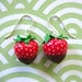 Strawberry Earrings - Miniature Food - Chocolate Dipped