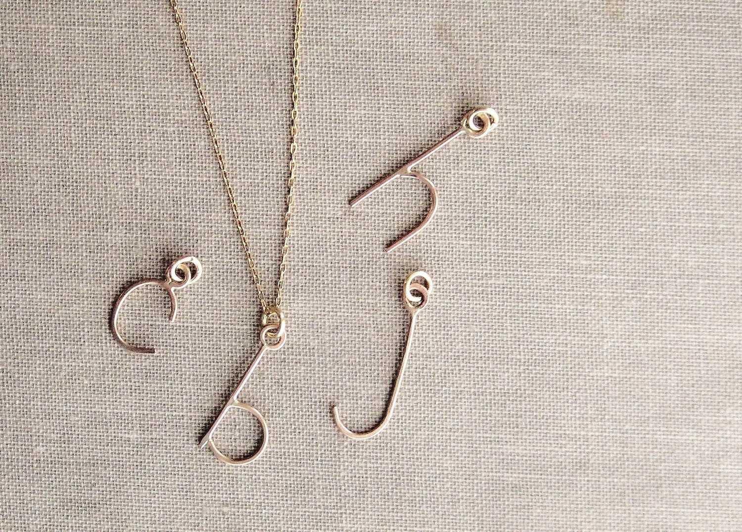 Custom Initial Monogram Letter Necklace in 14 Kt Goldfill with Chain