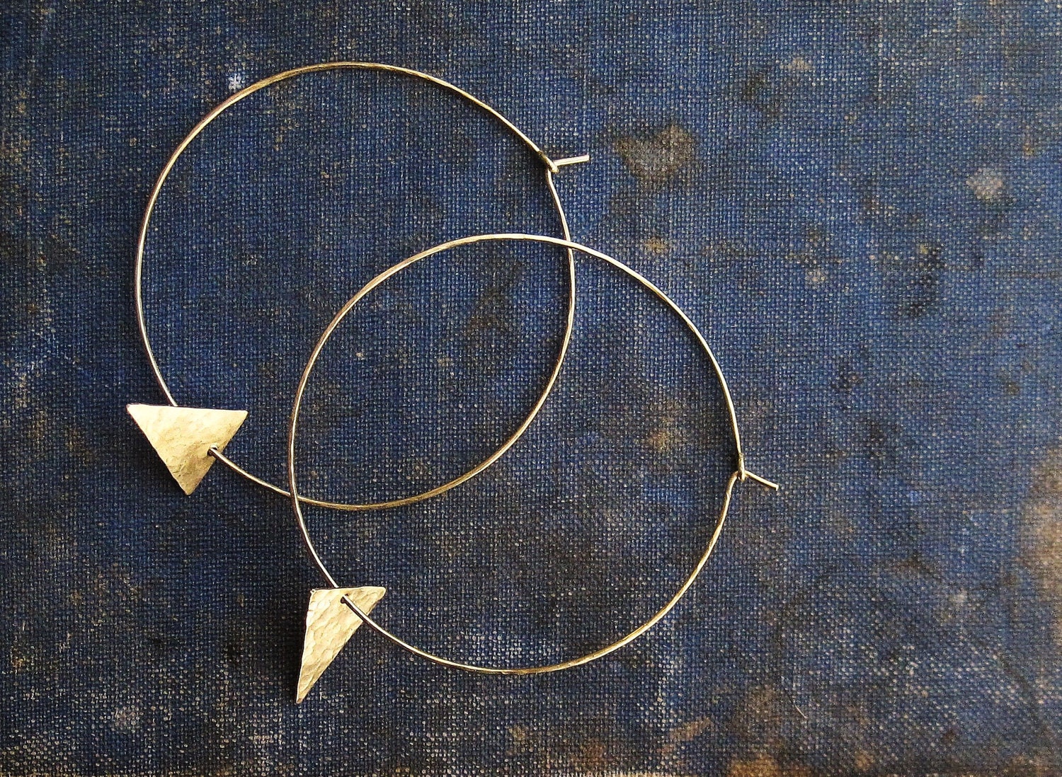 Golden Brass Hoops with Triangle Accent