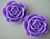 2PCS - Lavender Purple - Rose Cabochons - 38mm Matte Finish - Great for Rings and Necklaces - Cabochons by ZARDENIA