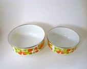 Berried Treasure - Vintage Stacking Metal Bowls with Strawberry Vines, Set of 2