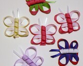 Girls Butterfly Hair Bow Set Infant Baby Toddler Childrens Kids Boutique Fashion Small Tiny Little Hair Clip Hairbows (Set of 6)