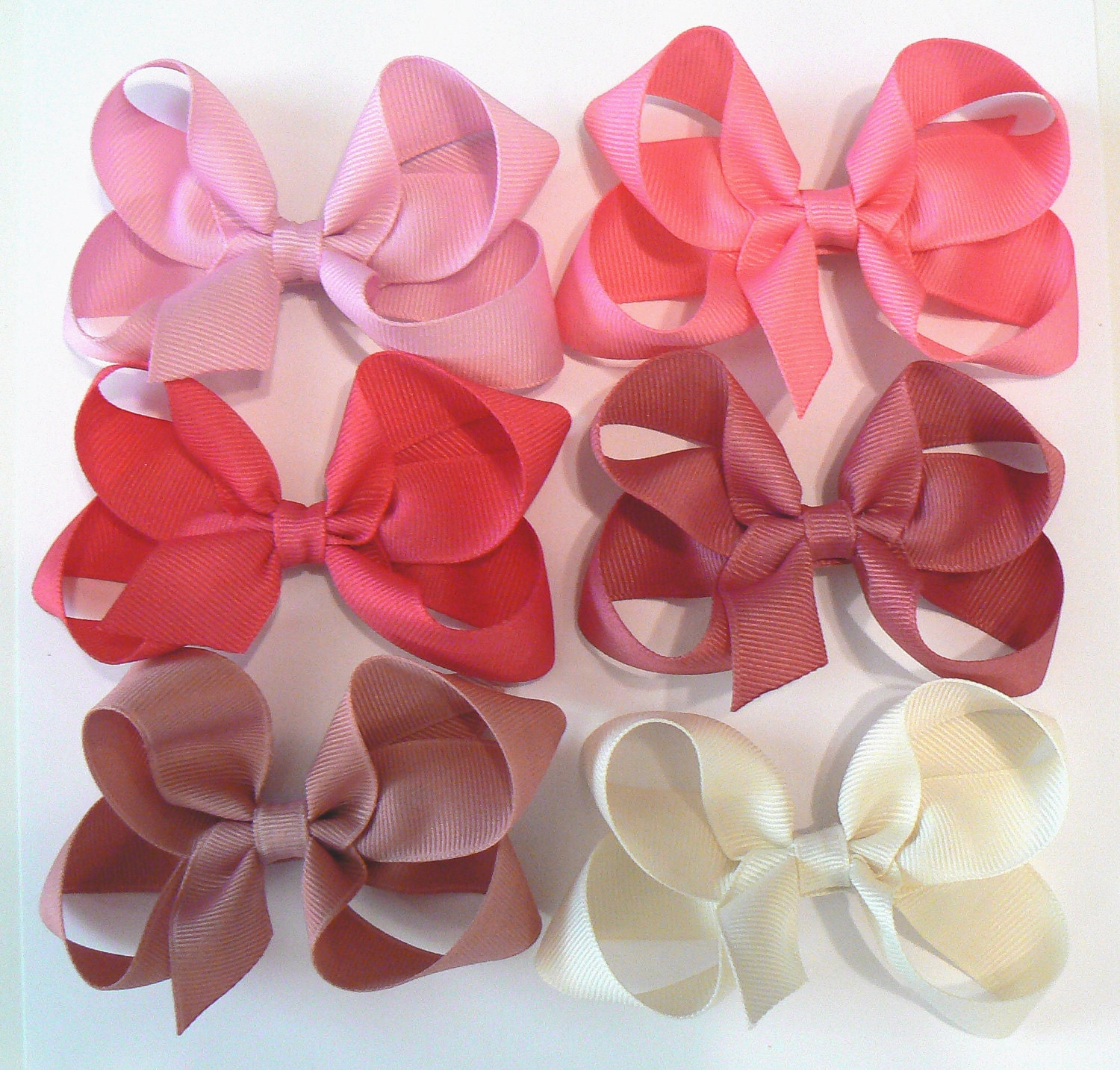 Girls Hair Bow Set Childrens Medium Kids Boutique Fashion Hair Clip Hairbows Hair accessories (Set of 6) Choose Colors