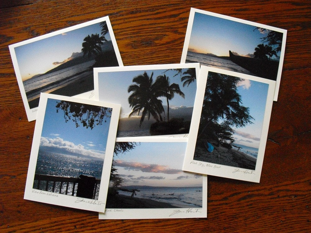 Maui Dawn Photo Note Cards, Hawaiian Photography, Destination Wedding Favor, Signed by Artist
