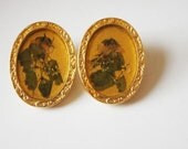 Clip On // Clip On Earrings // Bridal // Bridal Earrings // Bridal Jewelry // Gold Earrings // Vintage Wedding // Pressed Flower