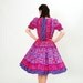 Vintage 1970s Party Dress - 70s Summer Dress - Violet & Hot Pink Mosaic Print