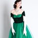 Vintage 1940s Formal Dress - 40s Prom Gown - Emerald Green