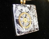 Gears Steampunk GLass Tile Pendant
