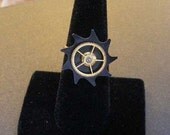 Steampunk Gear Ring in Brass and Black