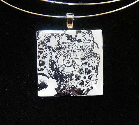 From The Corner of her Eye Steampunk tile pendant