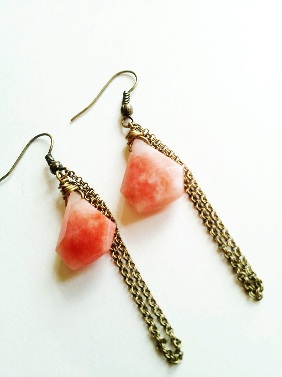 Geometric dangle earrings- triangle drop earrings -modern, tribal- The Asaina earrings