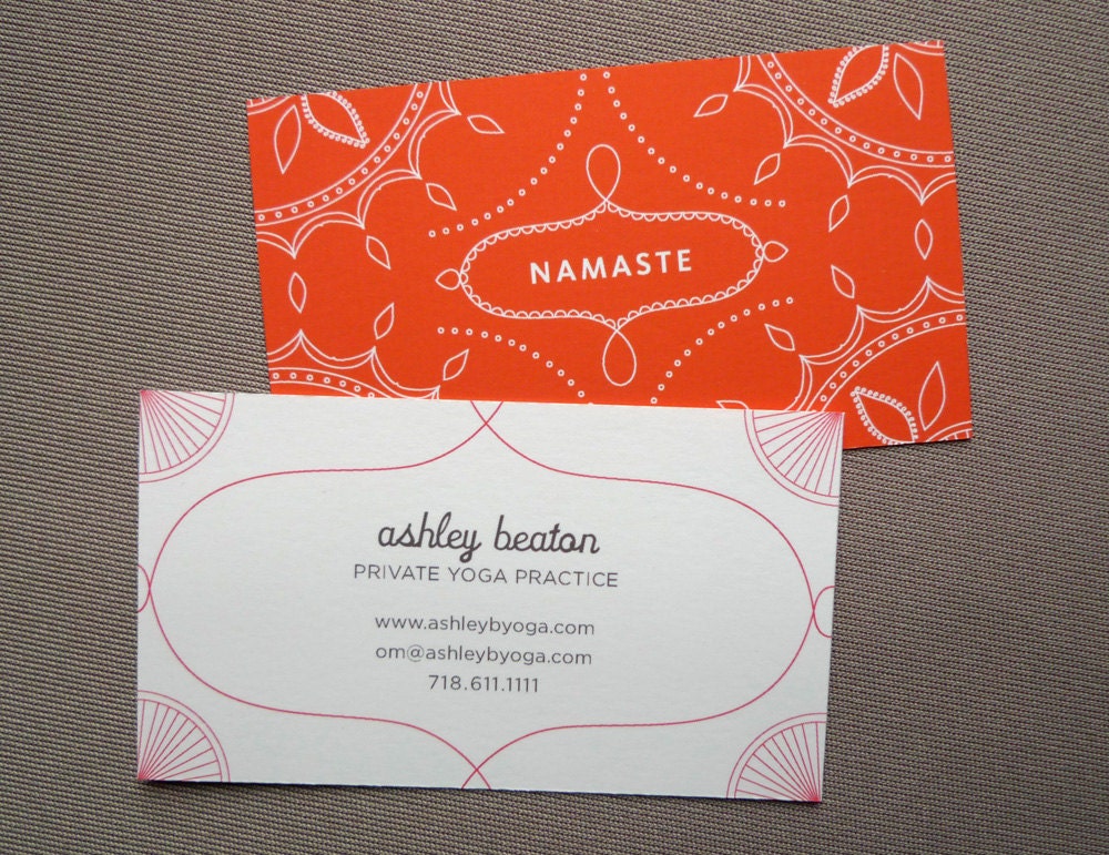 100 Custom Business Cards - Yoga Calling Cards - Namaste design
