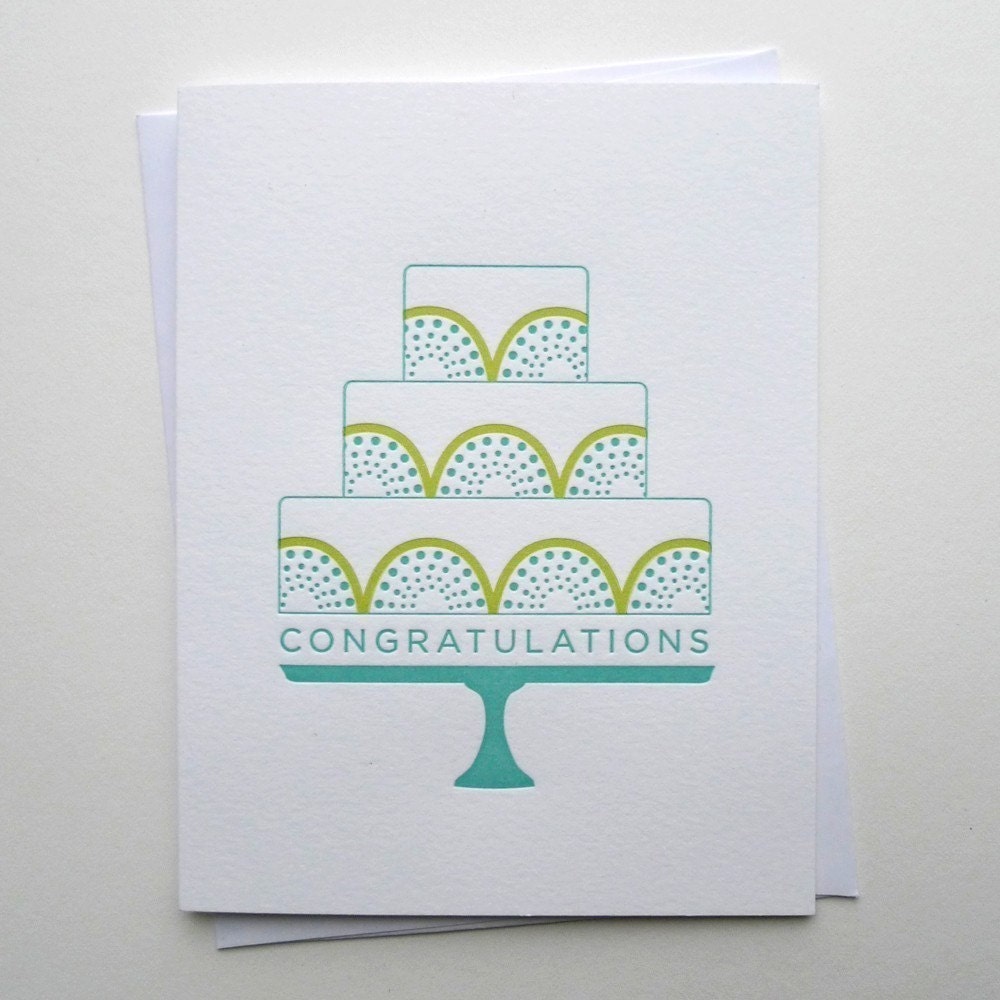 Letterpress Greeting Card - Congratulations Cake