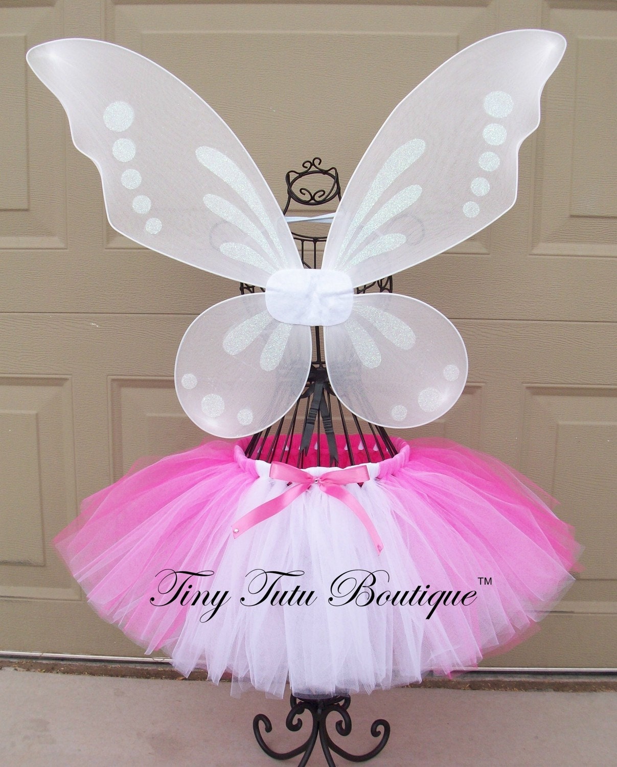 Pink Waterfall Tutu/Hairbow Set- 2T/3T, 4T/5T