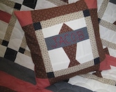 Handmade Airplane Pillow Cover, Pieced from 1929 Vintage Pattern, Red, White, Blue, Brown, Patriotic, Child to Adult, 4th of July Gift