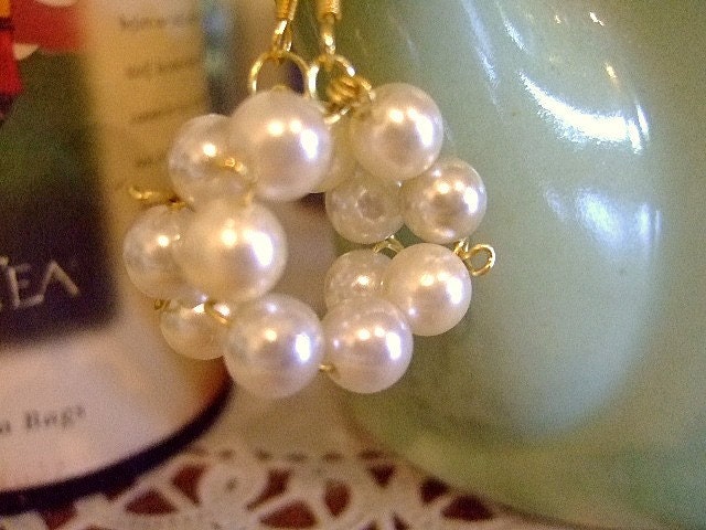 SALE on Handmade Pearl Earrings on Twisted Bronze Wire for Women, 1 1/2" Drop, Hypo-A, Gift for Her, Jewelry on Etsy, OOAK
