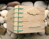 Mini Journal Rain Cloud, Secret Belgian Binding Balsa Wood Blank Book