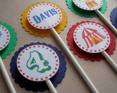 Under the Big Top...Personalized Party Cupcake Toppers Il_170x135
