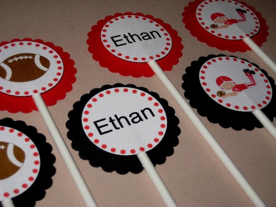 My Little Quarterback Personalized Football Cupcake Toppers Il_570xn