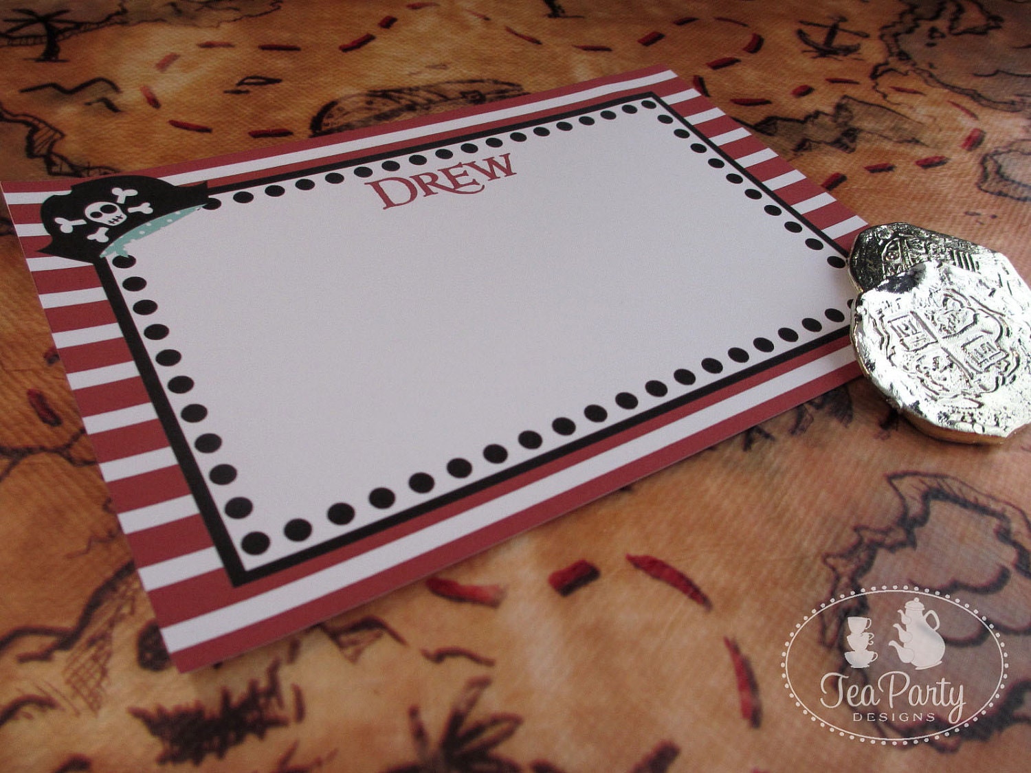Ahoy Matey...Personalized Boy Pirate Hat Note Cards Il_570xn