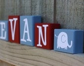 Reserved for M - PERSONALIZED NURSERY BLOCKS - Letters - Wood - Baby Elephant - Kids Room Decor - Shelf - Name - Custom Sign - Home - Wooden