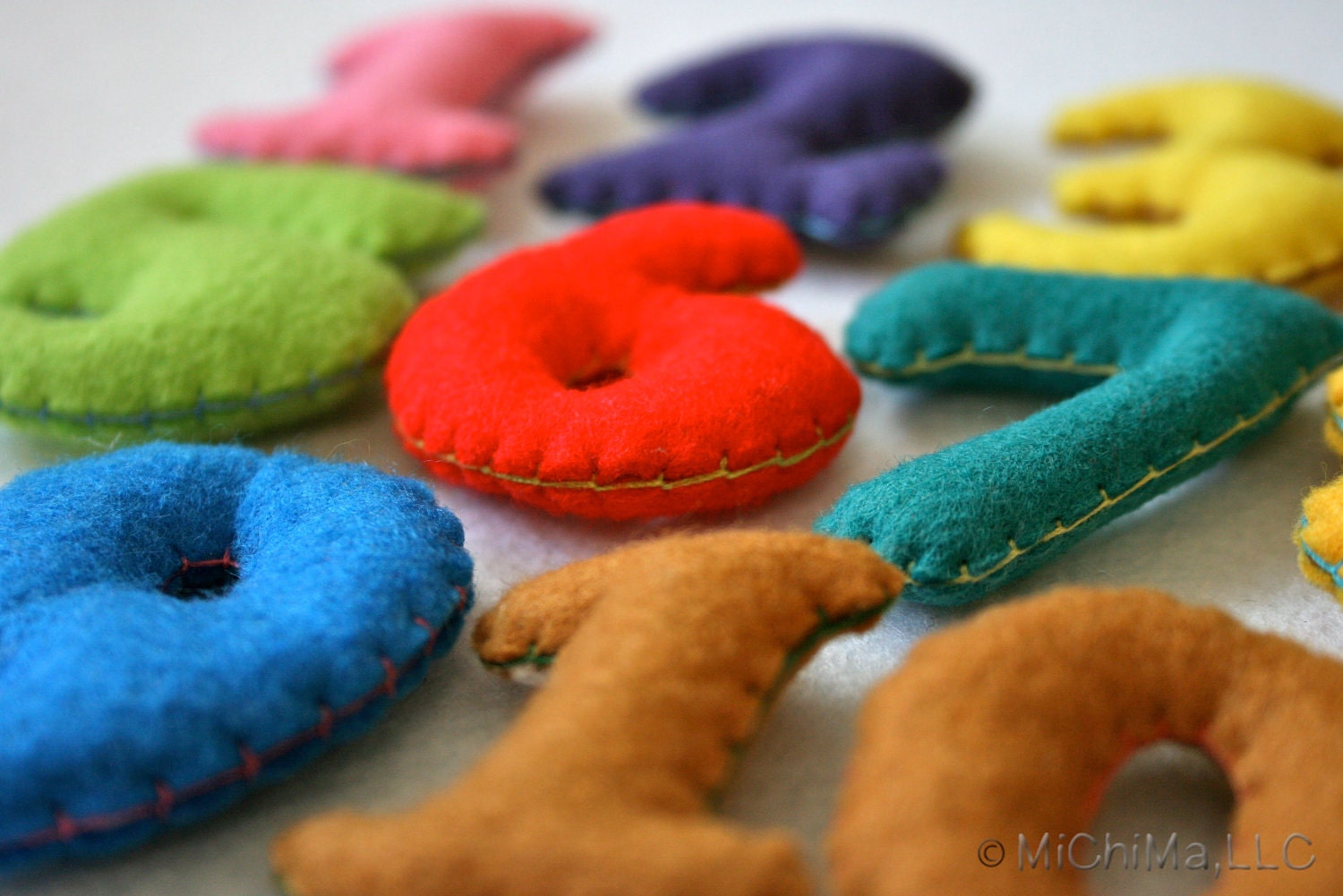 Stuffed Felt Numbers in a Reusable Drawstring Bag - Cooper Set - 1 through 10