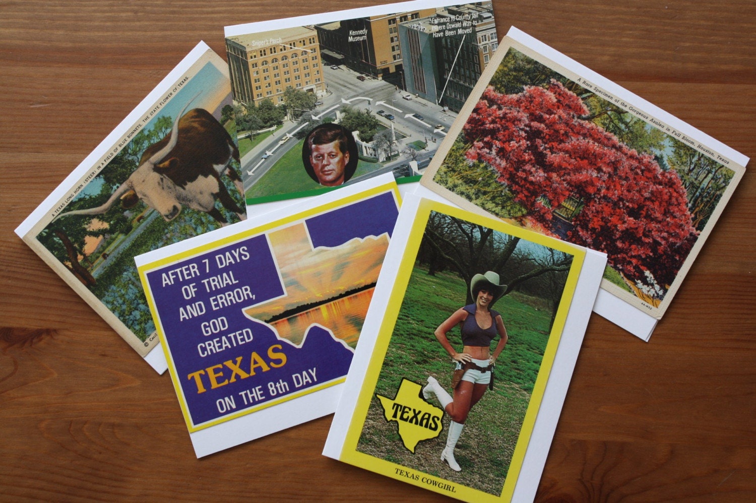 Vintage Texas Postcards Repurposed as Notecards w/ Envelopes (Set of 5)
