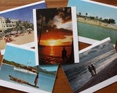 Vintage Beach Postcards Repurposed as Notecards w/ Envelopes (Set of 5) (Set A)