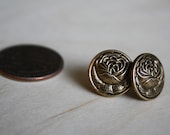 Vintage Rose Button Earrings