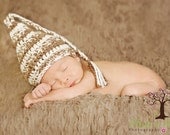 Newborn Tan and Cream Mix Hershey Kiss Elf Pixie Beanie Cap Hat