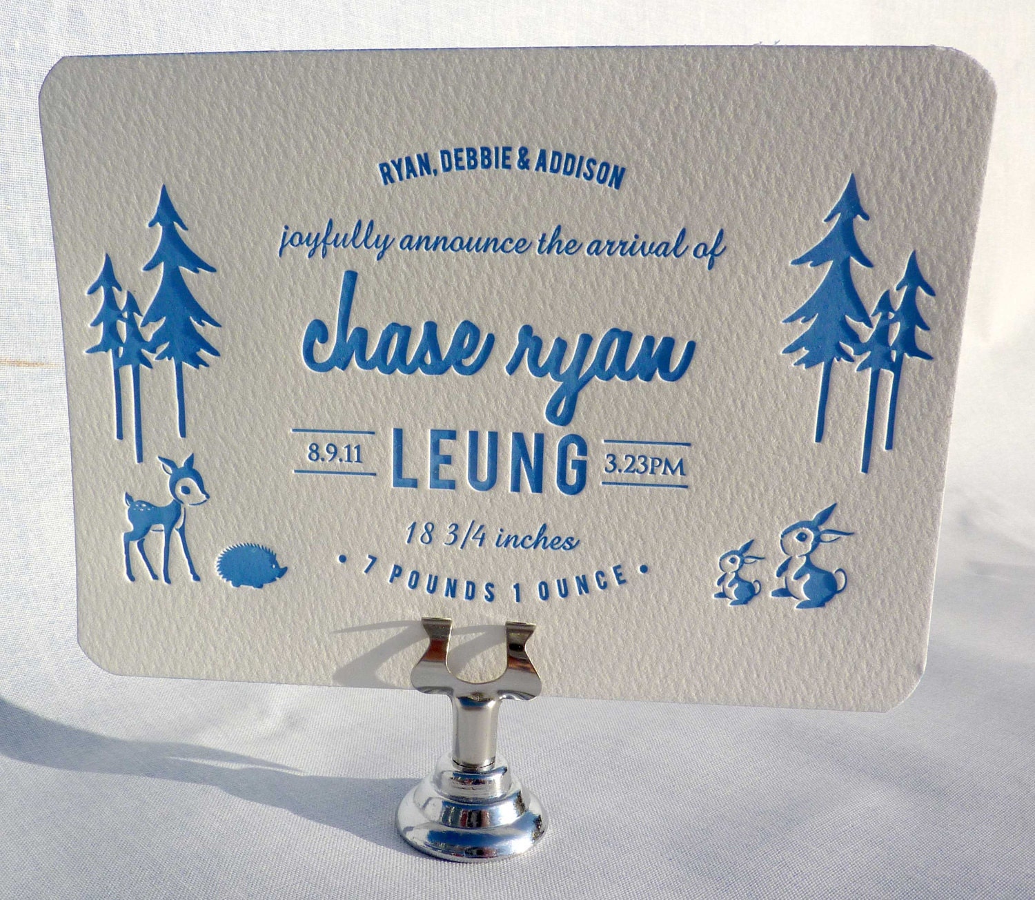 Forest Friends Custom Letterpress Birthday Invitations
