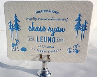 Forest Friends Custom Letterpress Birthday Invitations
