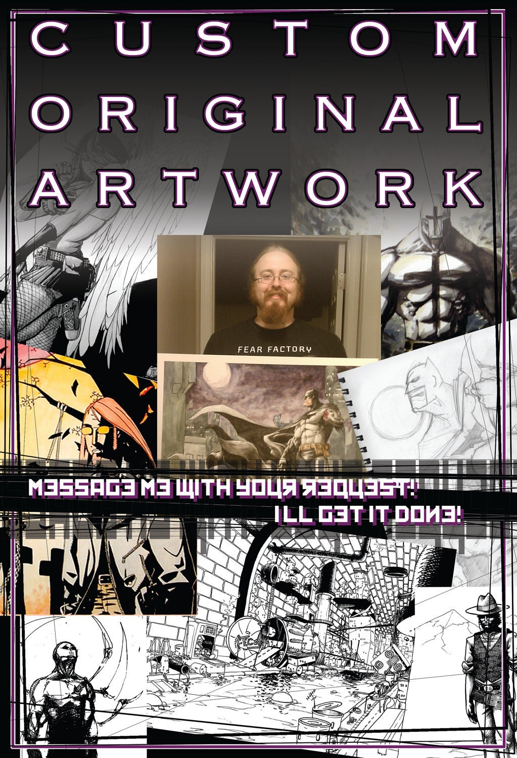 Custom artwork by "Post Apocalyptic" Jake Zeck pen and ink watercolor painting drawing commission