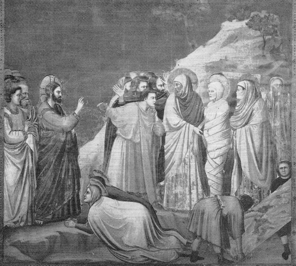 The Raising of Lazarus - Giotto - Chapel of the Arena, Padua Italy - 13th century - 1950s fine art reproduction