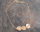 Triple Gold Monogram Initial Bracelet, Personalized Bracelet, Initial Bracelet, Hand Stamped Bracelet, Gold Disc Bracelet, Maizey