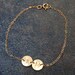 Double Gold Monogram Initial Bracelet, Twins Bracelet, Personalized Bracelet, Initial Bracelet, Gold Disc Bracelet, Madeline