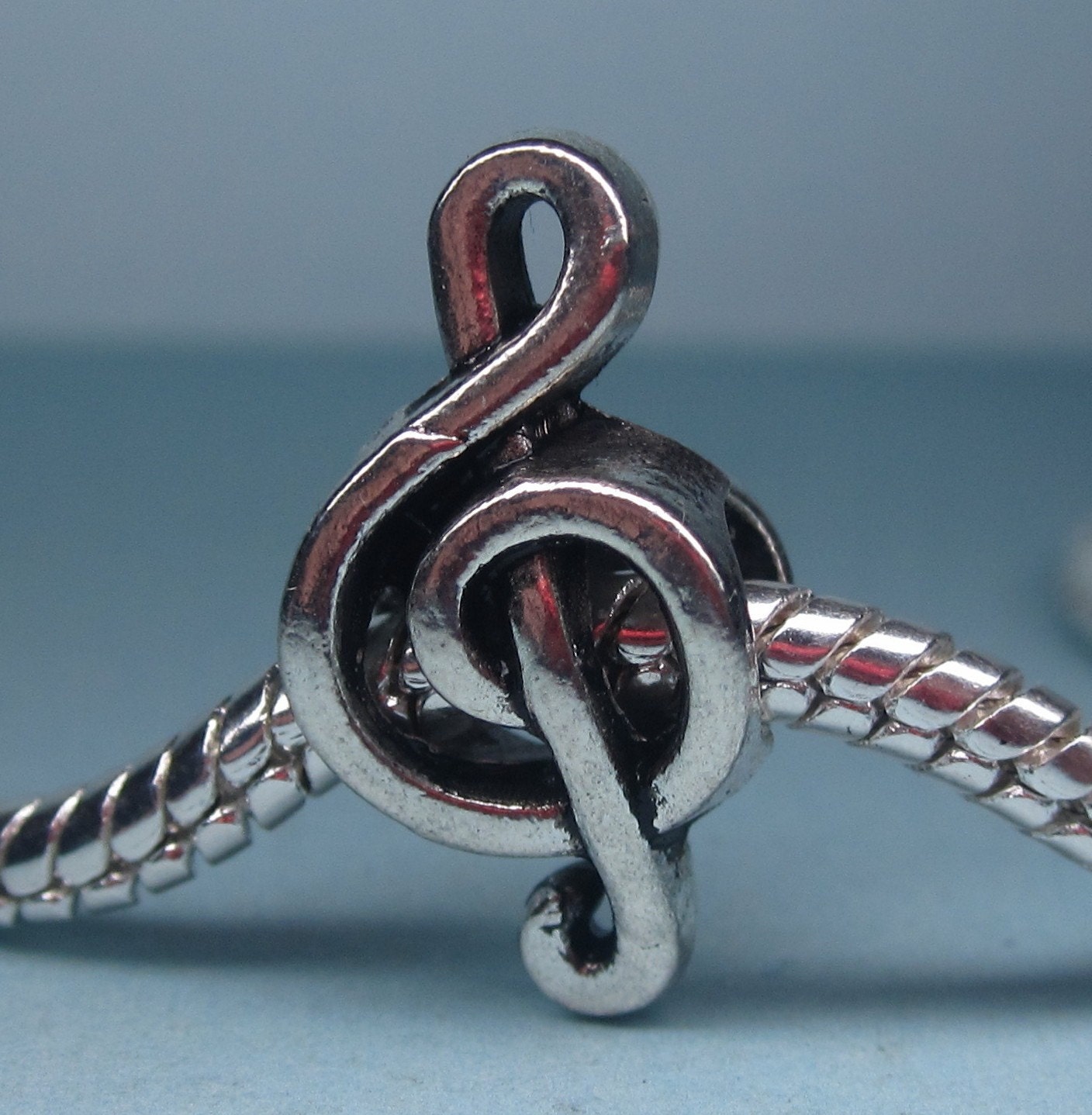 Silver Treble Clef Charm fits European Bracelets - Item C96