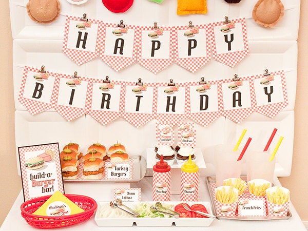 BURGER-n-FRIES Birthday Collection - Printable Barbecue Décor
