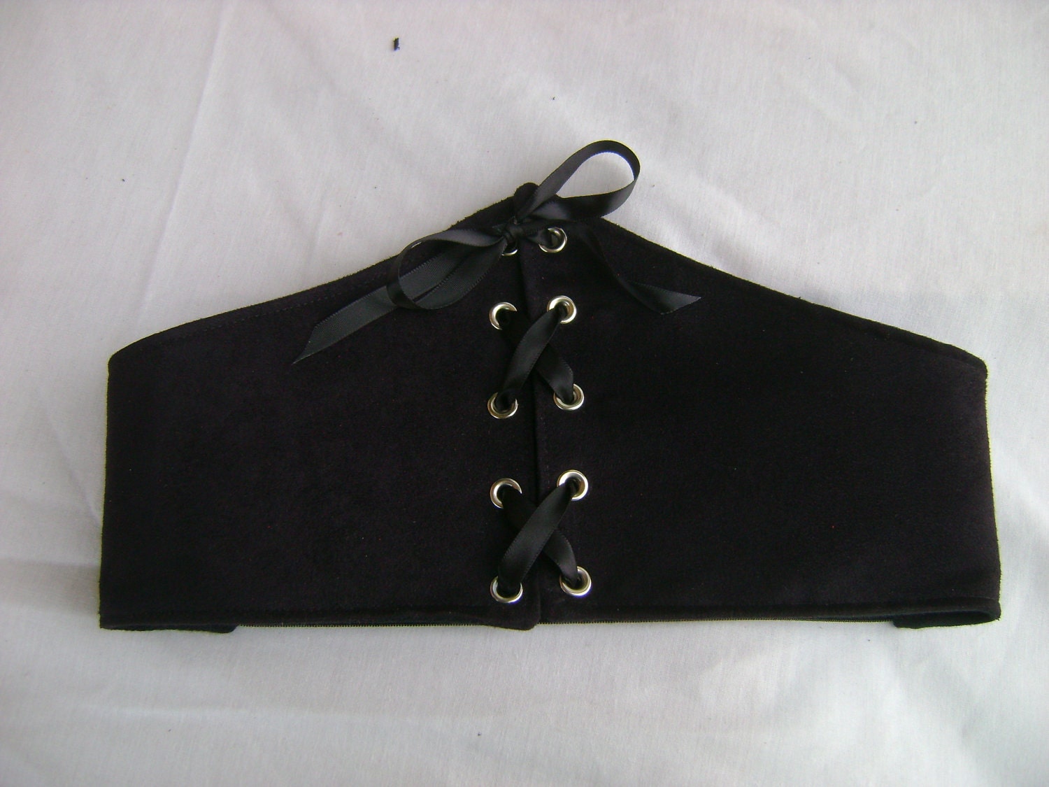 Custom Handmade Women's Black Suede Leather  Corset Waist cinch Belt Renaissance style