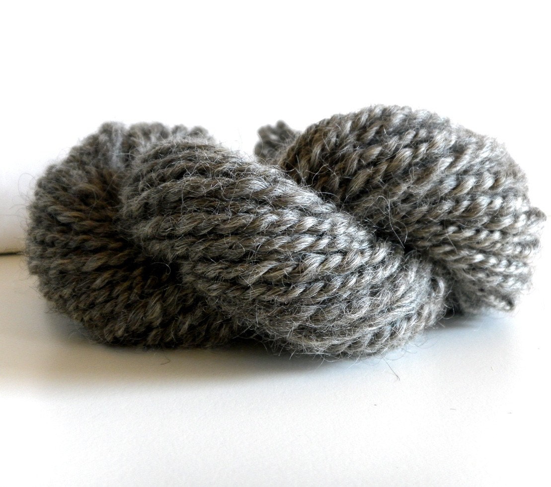 CLEARANCE  Handspun natural Gray Gotland Lambswool 2 ply Bulky Yarn - 40 yards