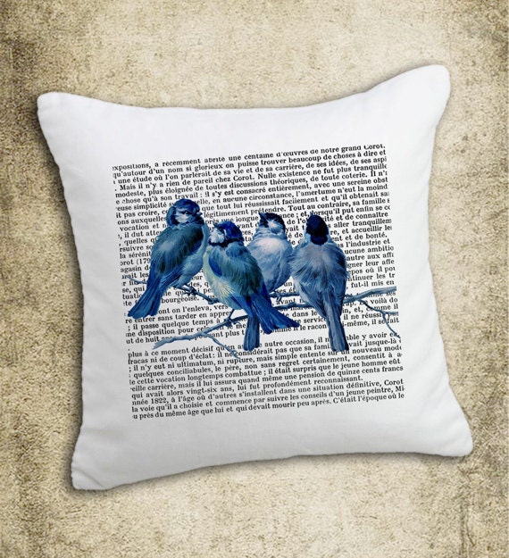 INSTANT DOWNLOAD Blue Birds On French Text Download and Print Image Transfer Digital Sheet by Room29 Sheet no. 364 - room29