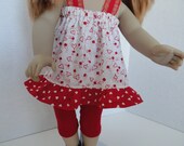 American girl and 18 inch doll clothes- red and white dress with red leggings