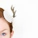 White Lace Mini Antler Masquerade Fascinator - OOAK