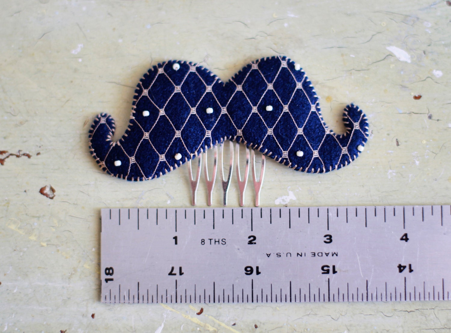 Custom Color & Size / Mustache Clip, Comb, Necklace, Brooch, or Headband / 3.5 - 5"